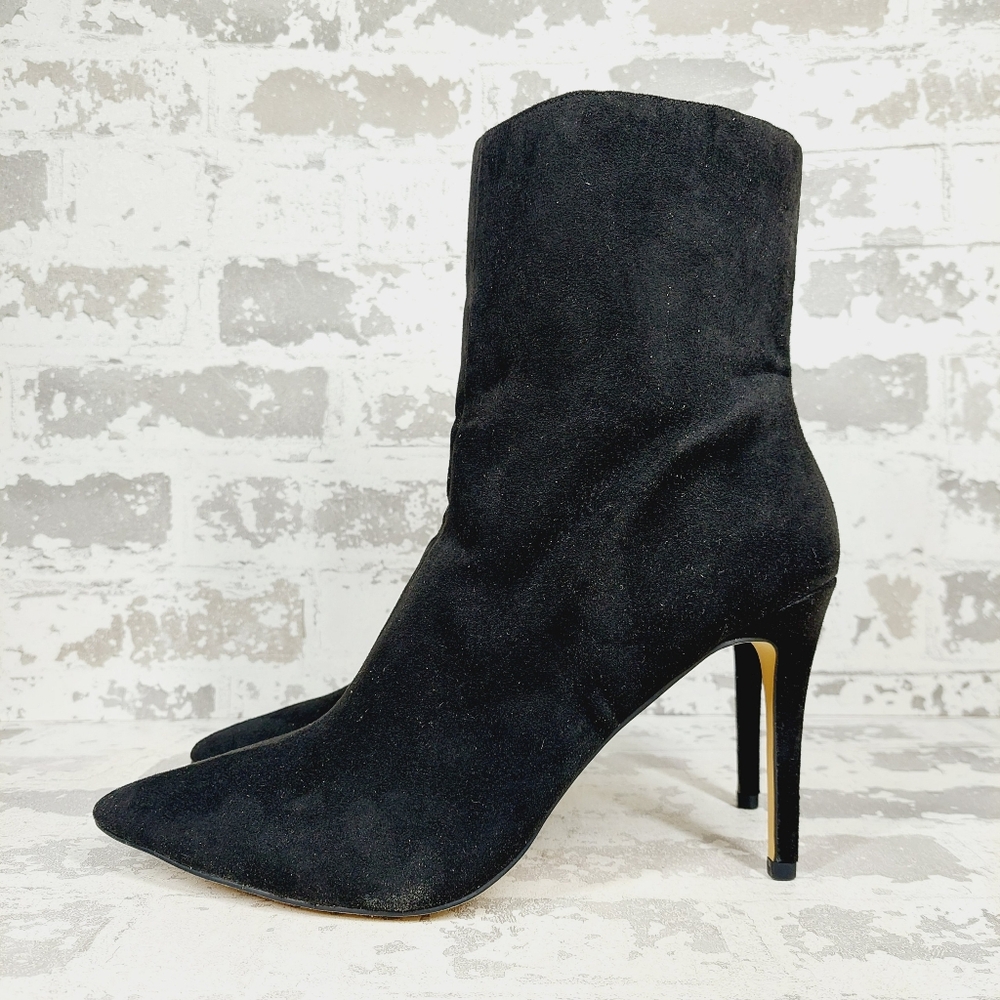 New BP Athenna Faux Suede Black Pointy Toe Stiletto Heel Ankle Bootie C891